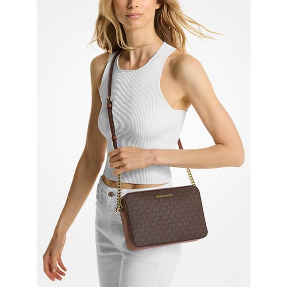 Michael Michael Kors NWT Large East West Crossbody Bag Brown Travel Vacation - Picture 1 of 7